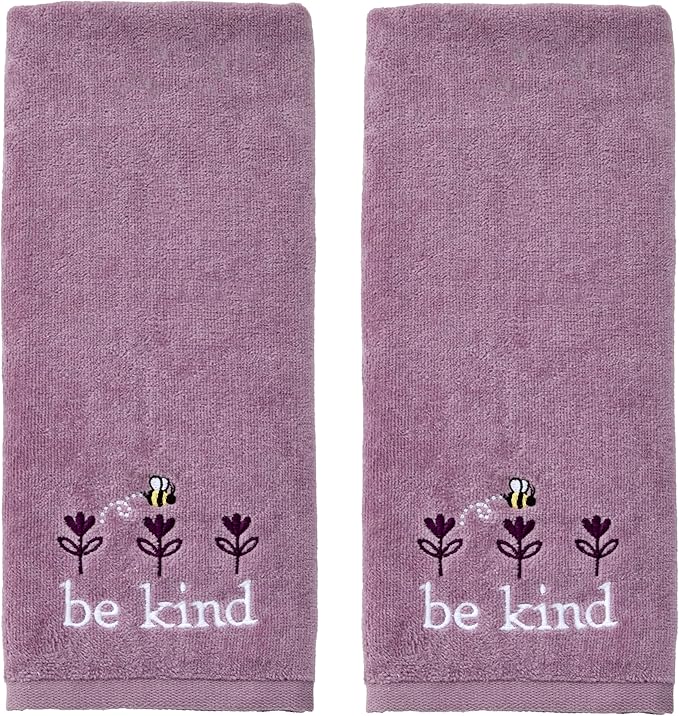SKL Home Bee Kind 100% Cotton Embroidered 2pc Hand Towel Set, Decorative