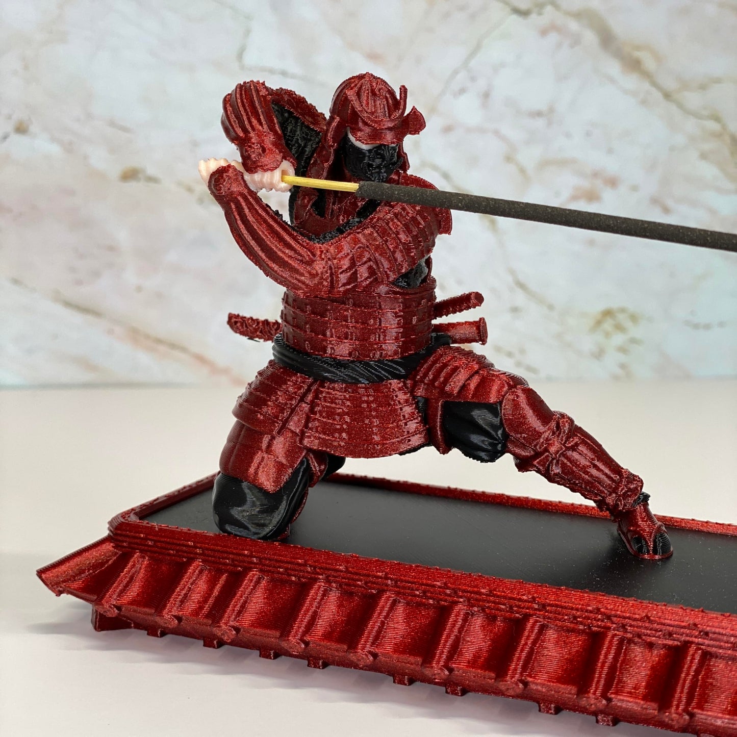 Incense Holder with Storage Box Japanese Samurai Warrior Incense Burner Ash Catcher Asian Spiritual Zen Meditation Gift Traditional Art