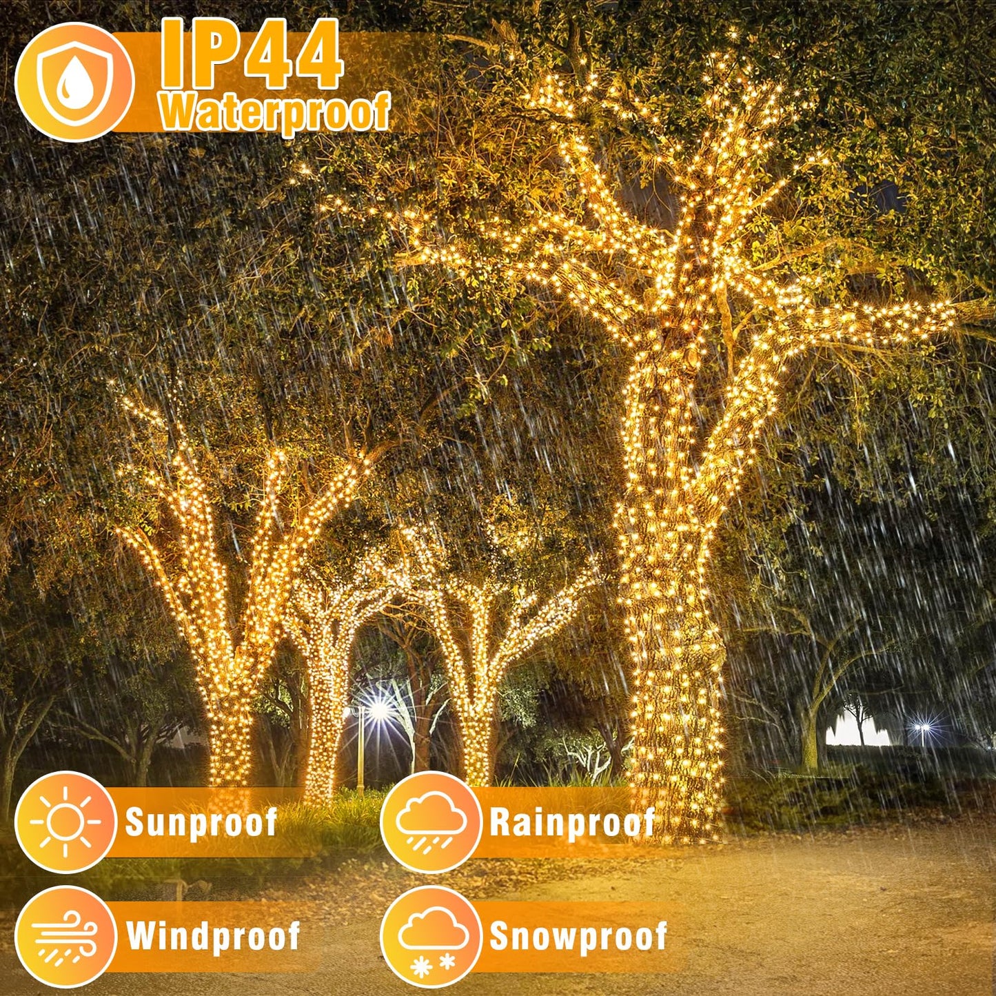 Nielfoi 100FT 300 LED Outdoor String Lights, Plug in Connectable Christmas Lights Indoor, Waterproof 8 Modes String Lights for Outside Bedroom Patio Wedding Garden Party Decorations, Warm White