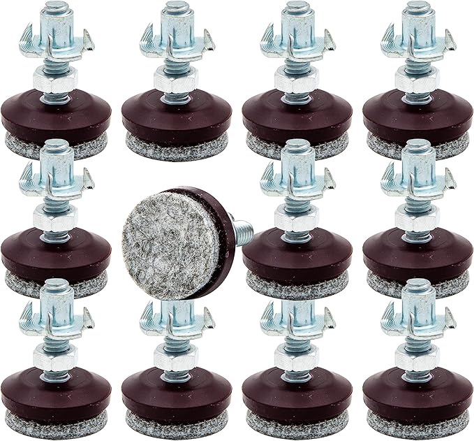 HUAYY 12 Pack Adjustable Furniture Leveling Feet, 1/4-20 Threaded Stem