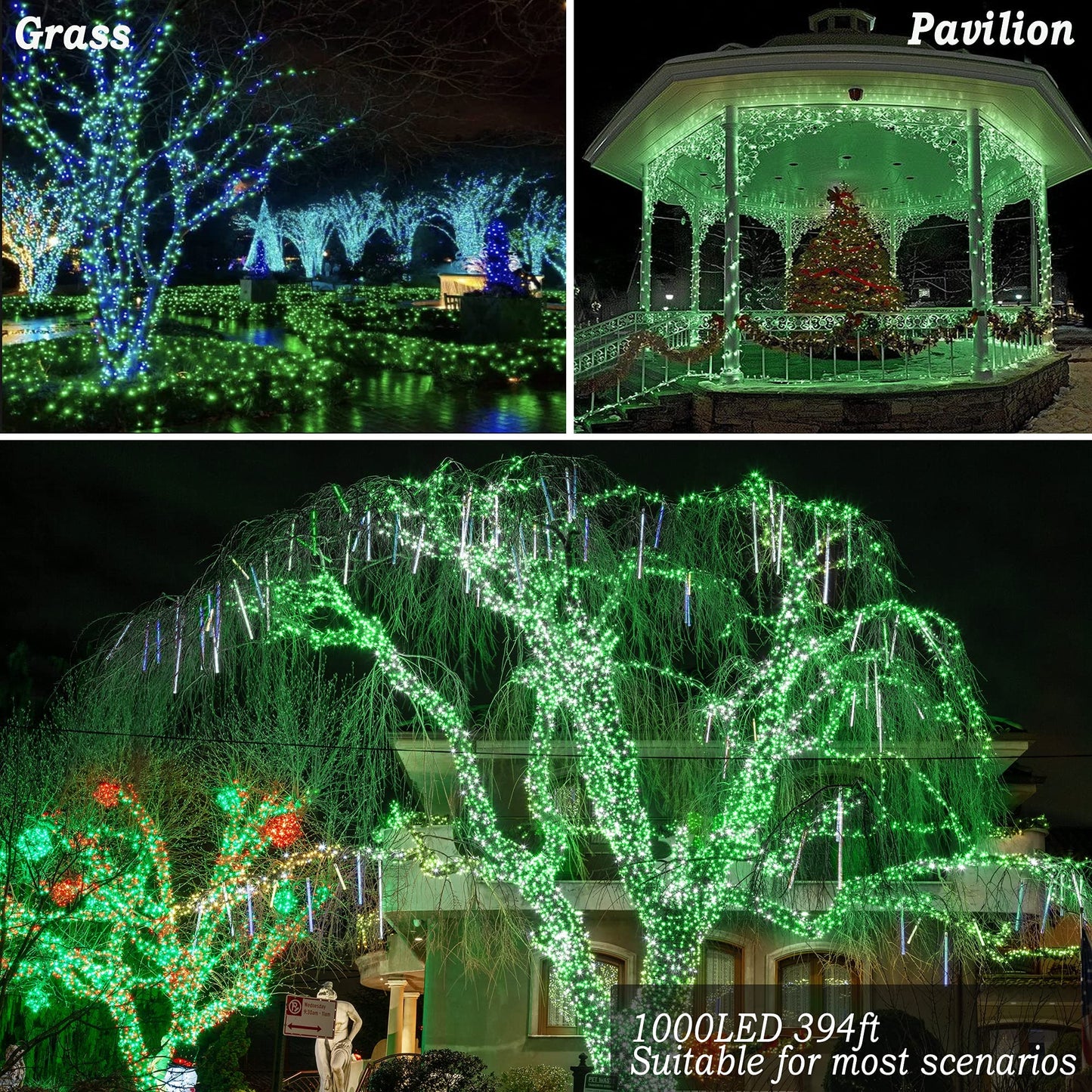 KNONEW 403ft 1000 LED Christmas String Lights Outdoor 8 Modes & Timer Fairy Light Plug in Waterproof LED Wedding Lights for Xmas Yard Tree Party Holiday Decor (Green)