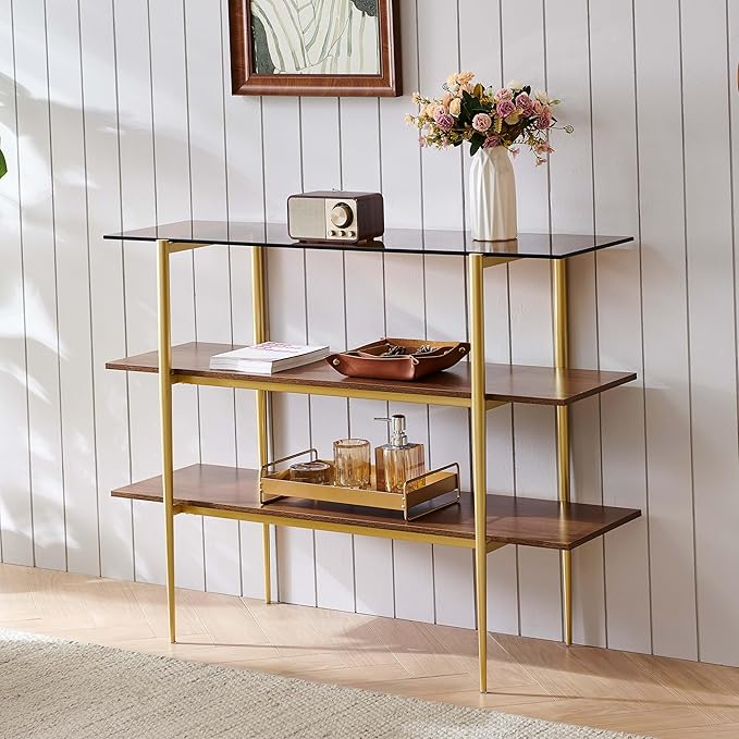 LumFurn Glass Console Table for Living Room, Foyer & Entryway, L41 x W14 x H31