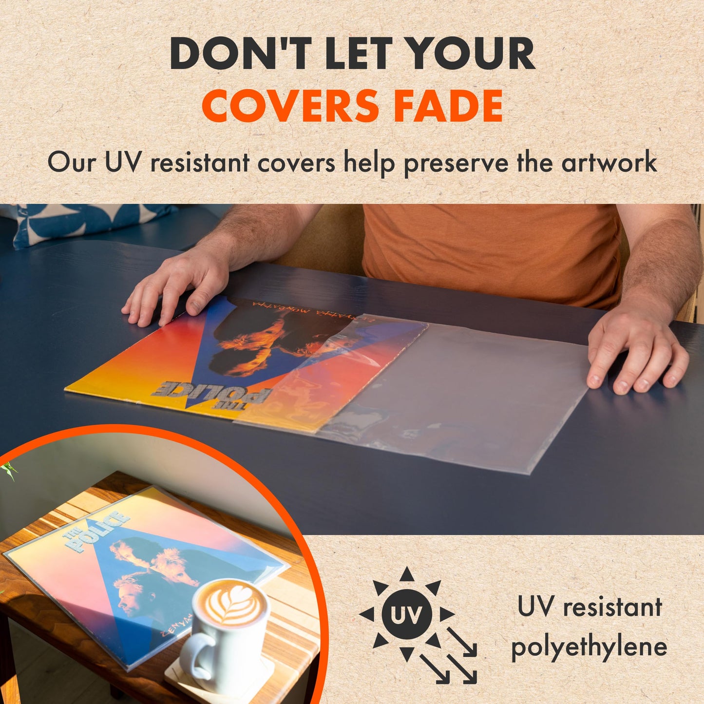SPINCARE 50x 12 Inch UV Protection Frosted Outer Vinyl Record Sleeves Density Single & Double Album LP Protective Sleeve | Strong Polyethylene Archival Plastic Vinyl Record Storage Covers