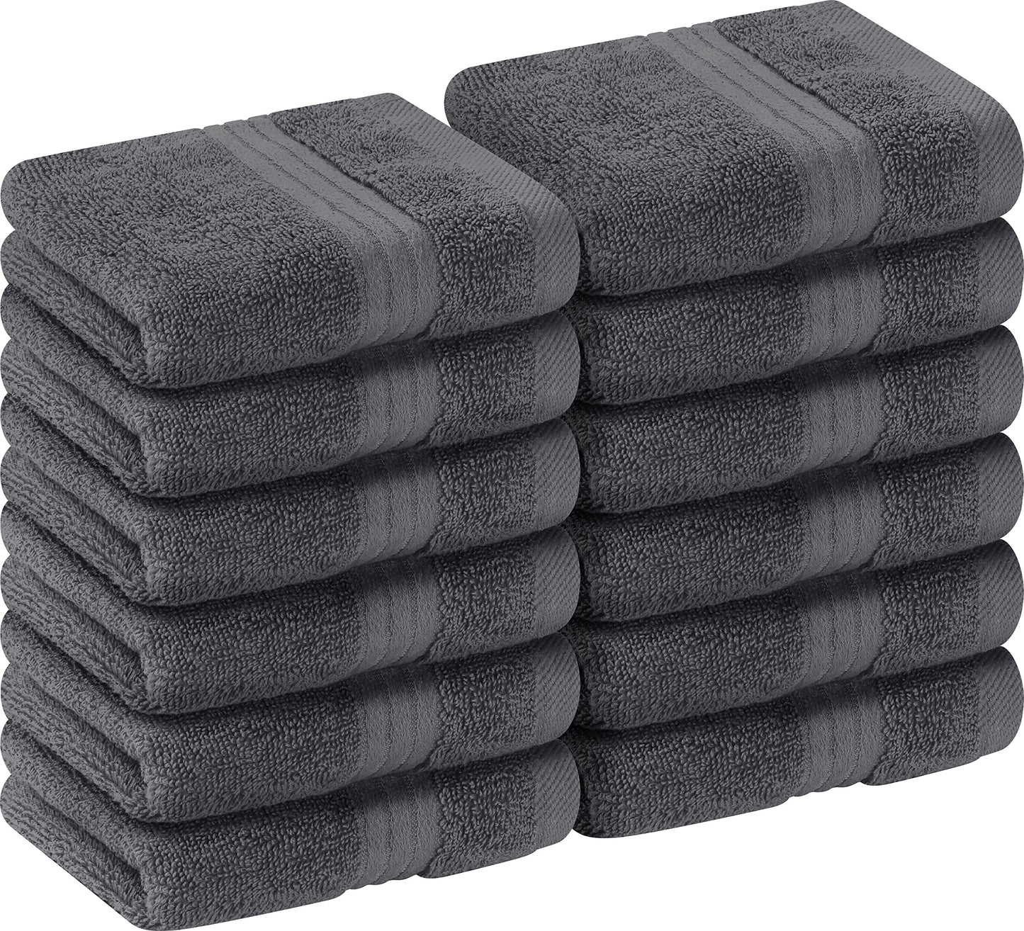 Utopia Towels - 12 Pack Luxury Flannel Face Cloth Set (30 x 30 CM) 100% Cotton Ring Spun, Highly Absorbent and Soft Feel Washcloths for Bathroom, Spa, Gym, and Face Towel (Grey)