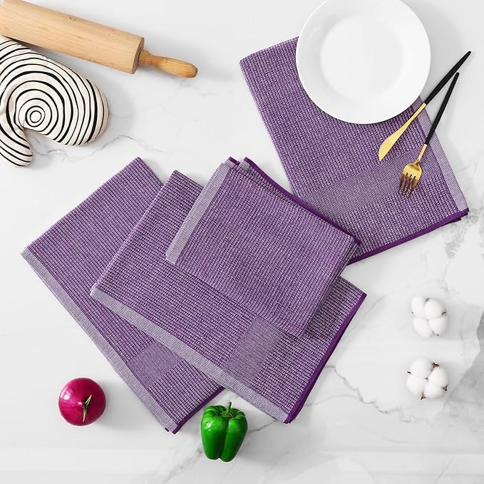 Homaxy Premium Kitchen Towels, Large Cotton Kitchen Hand Towels, Flat and Terry