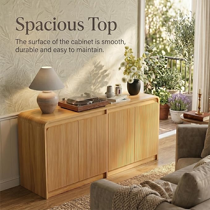 FURSUN 61" Modern Fluted Sideboard