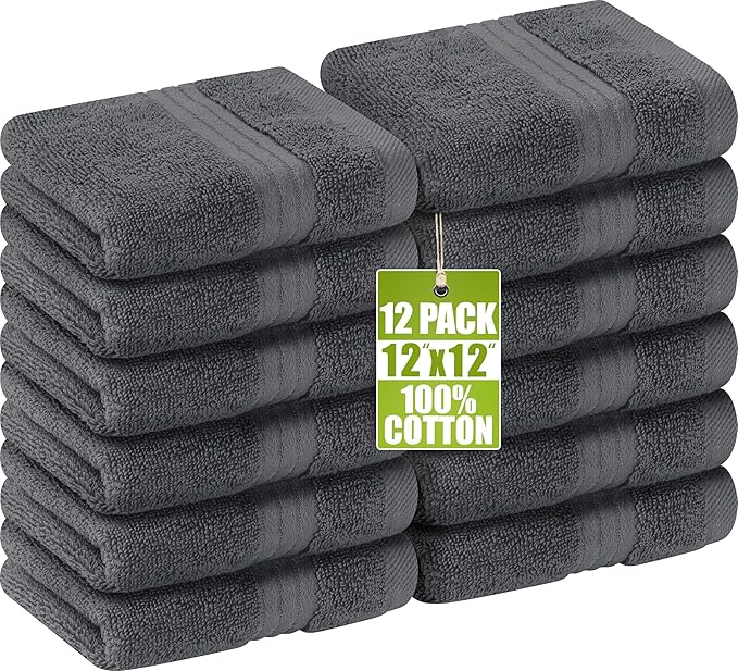 Utopia Towels 12 Pack Premium Wash Cloths Set, 12 by 12 Inches, 100% Cotton