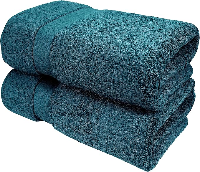 GLAMBURG 700 GSM Premium Cotton 2-Pack Oversized Extra Large Bath Sheet Set