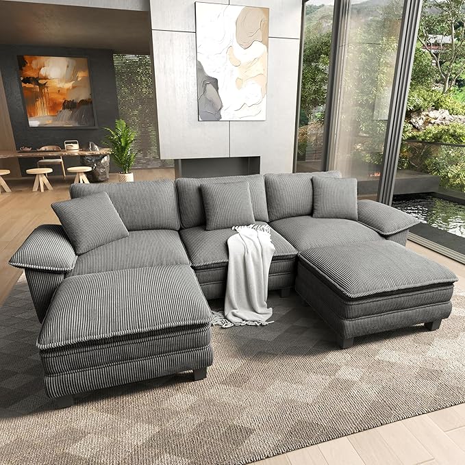 HERA'S HOUSE 124" Modular Sectional Sofa, Oversized U Shaped Couches
