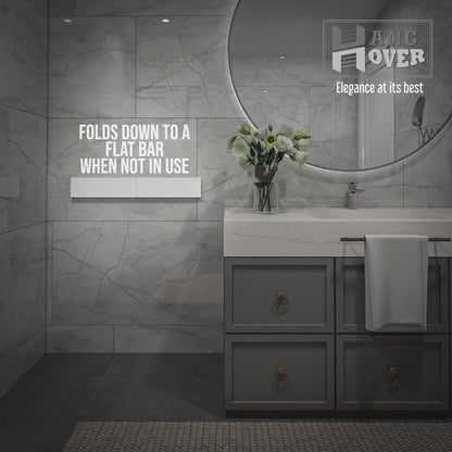 TCO ADVENTURES Invisible 27.5" Wall Mounted Drying Rack Elegant Matte Wall-Mounted Hanger | Folding Stainless Steel Collapsible Space Saver with 11.5 Feet Drying Capacity (Medium, White)