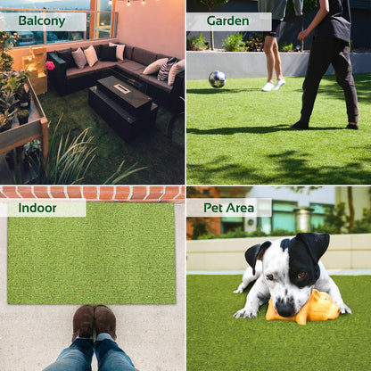 GardenKraft 4 m × 1 m Artificial Grass Roll – 15 mm High‑Density Two‑Tone Pile, UV‑Stabilised Fast‑Drain Fake Lawn, Pet & Child Friendly Astro Turf