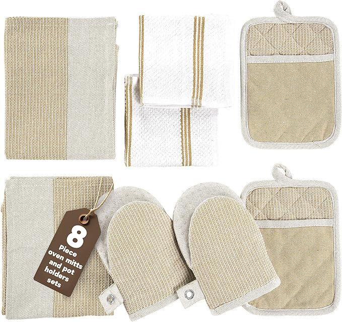Casa Platino Pot Holders and Oven Mitts, 8-Piece – 500°F Heat Resistant Mini