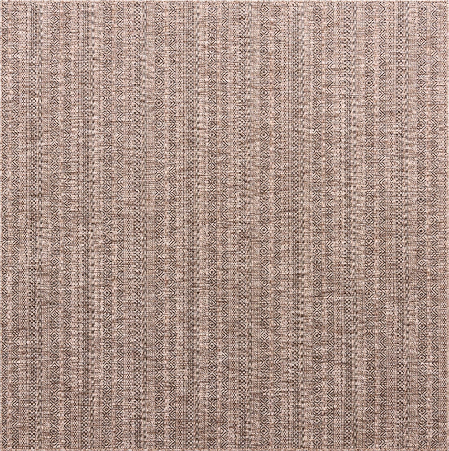 Unique Loom Outdoor Striped Collection Area Rug - Maia (7' 10" Square, Natural/Black)