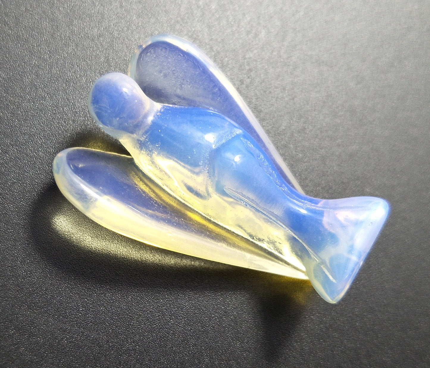 Mina Heal Opalite Stone Angel Figurines, Pocket Angel Opalite Stone Crystal Figurines, Small Stone Angel Statue for Prayer and Reflection, Spiritual Accessories and Religious Gifts (Set of 2)