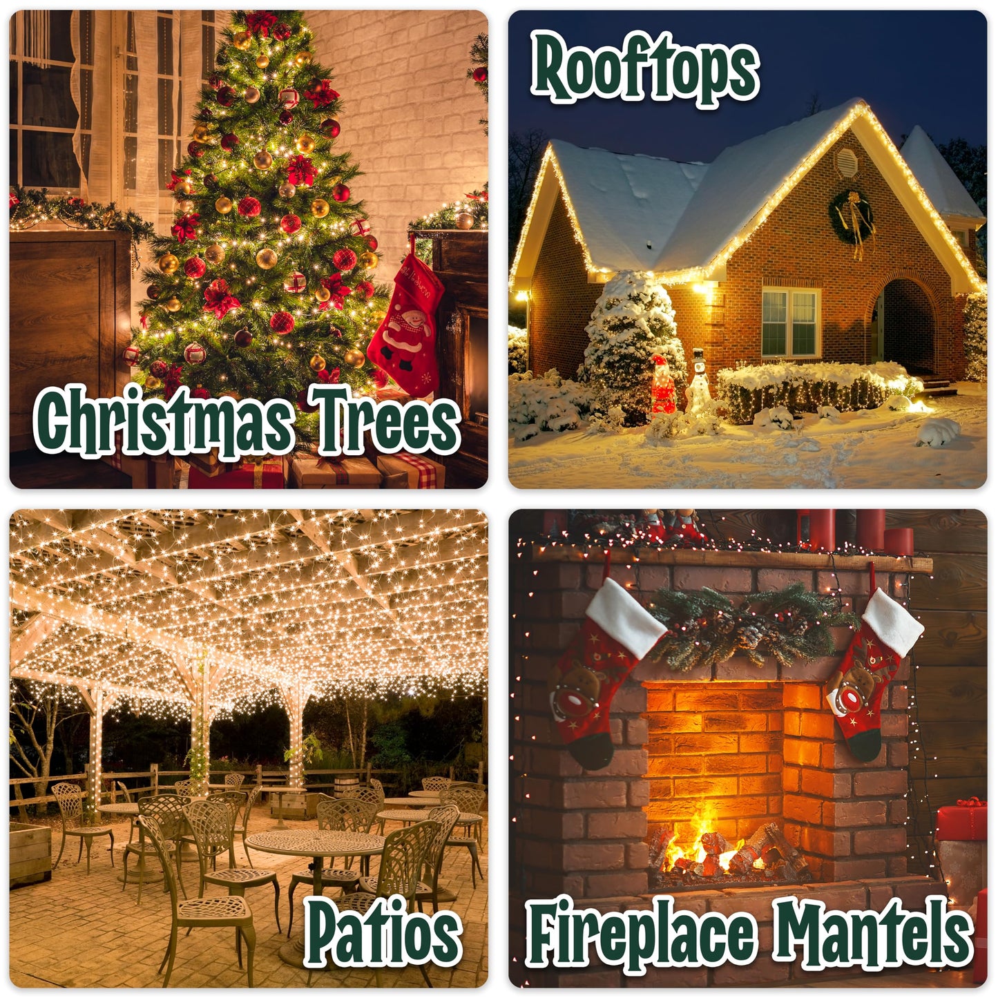 Clear Warm White Christmas Tree Lights - 6.3 ft String of 35 Incandescent Mini Bulbs Multifunctional Lighting Modes, for Decorative, Bedroom, Outdoor, Xmas Twinkle Lights with Green Wire Total 6.6 ft