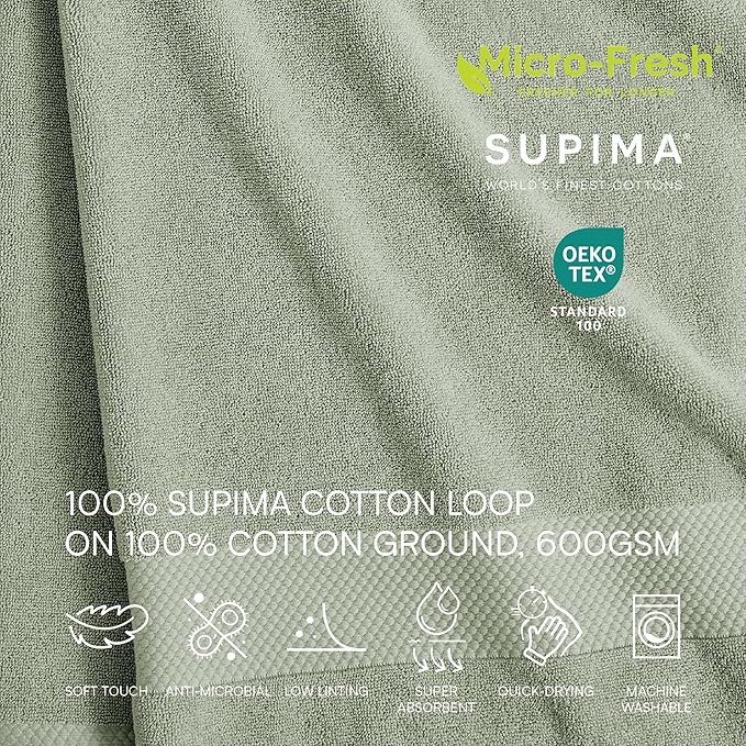 Lacoste Heritage 100% Supima Cotton Hand Towel, Premium Super Soft Bath Towel
