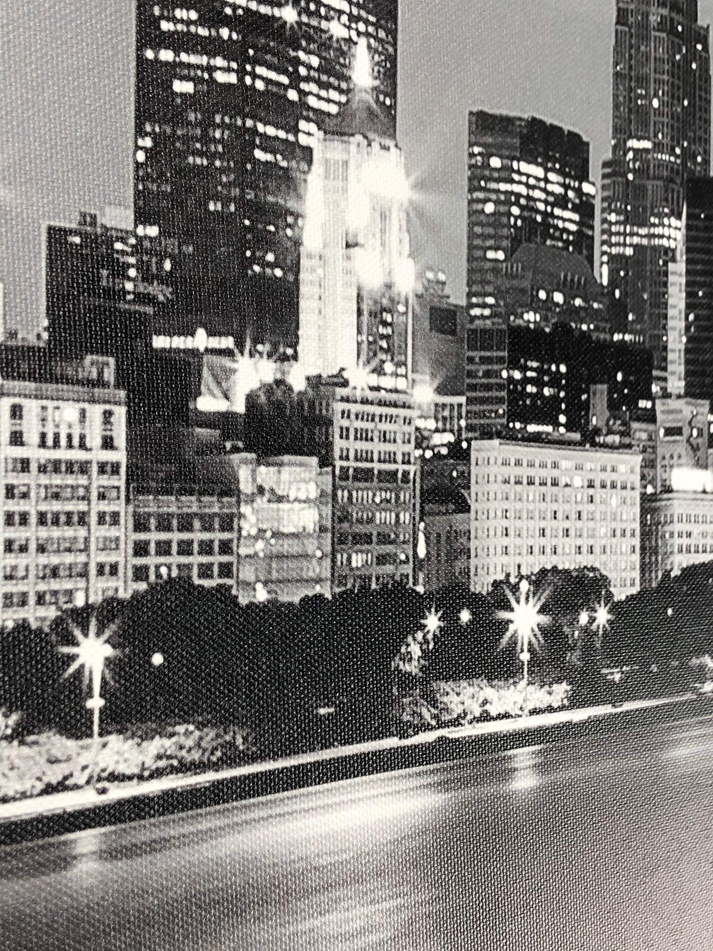 Wieco Art New York Manhattan Night View in Black and White Giclee Canvas Prints Modern Stretched and Framed Art work Cityscape Pictures Paintings on Canvas Wall Art for Bedroom Home Decorations