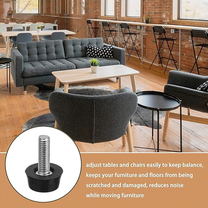 M6 Thread Adjustable Furniture Levelers Screw in Threaded  ,