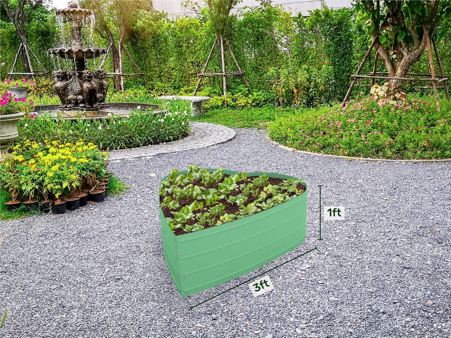Plant & Plot Galvanized Raised Garden Beds Outdoor // Planter Raised Beds for Gardening, Vegetables, Flowers // Large Metal Garden Box (Light Green) // Tool-Free Assembly