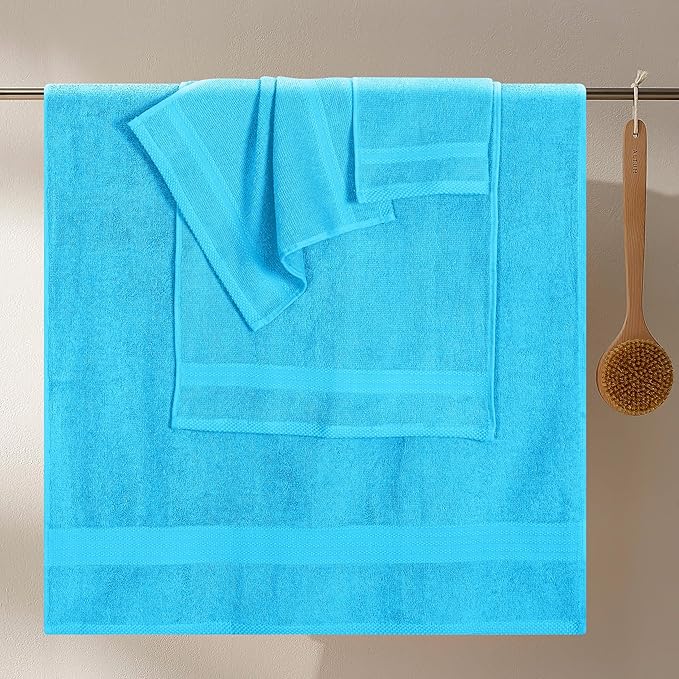 GLAMBURG Ultra Soft 8-Piece Towel Set -100% Pure Ringspun Cotton, Contains 2