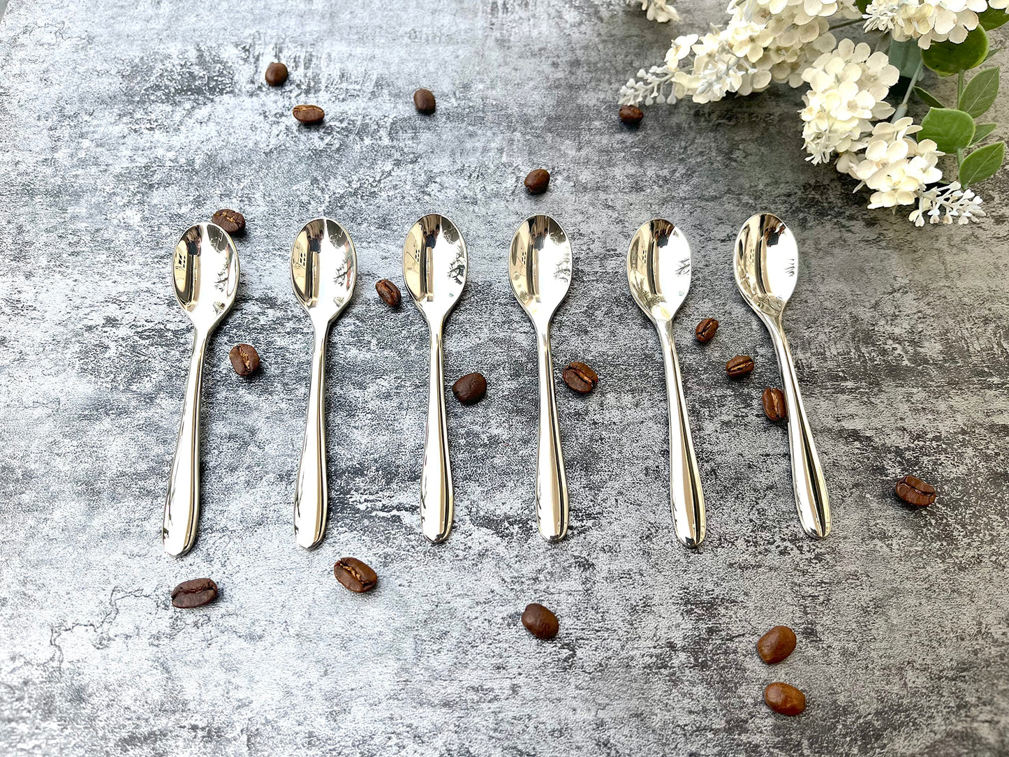 Pretty Home 6 Pieces Set 4.5"Coffee Spoon, Demitasse spoon,Espresso spoon Stainless Steel 18/10 (SUS 304#) Food Safety Grade