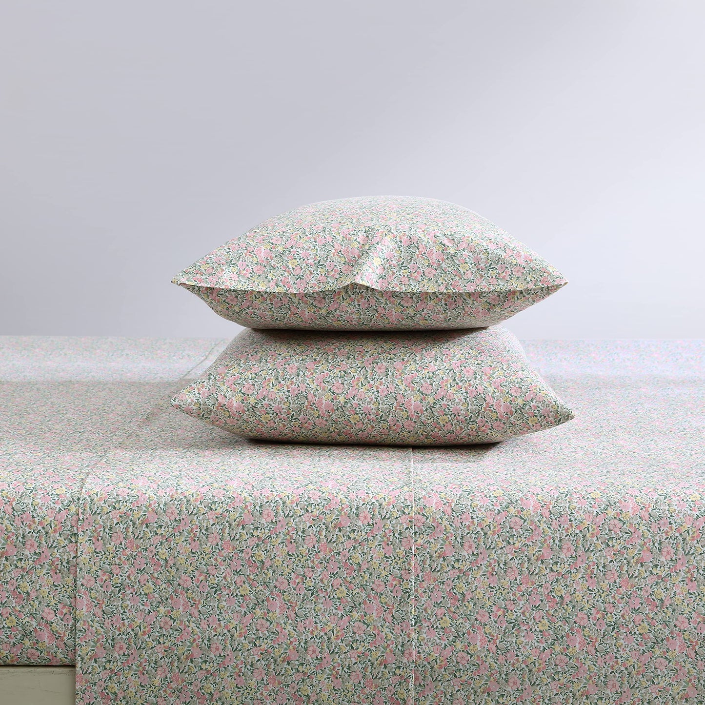Laura Ashley - King Sheets, Cotton Percale Bedding Set, Lightweight & Breathable Home Decor (Lovestone Pink, King)