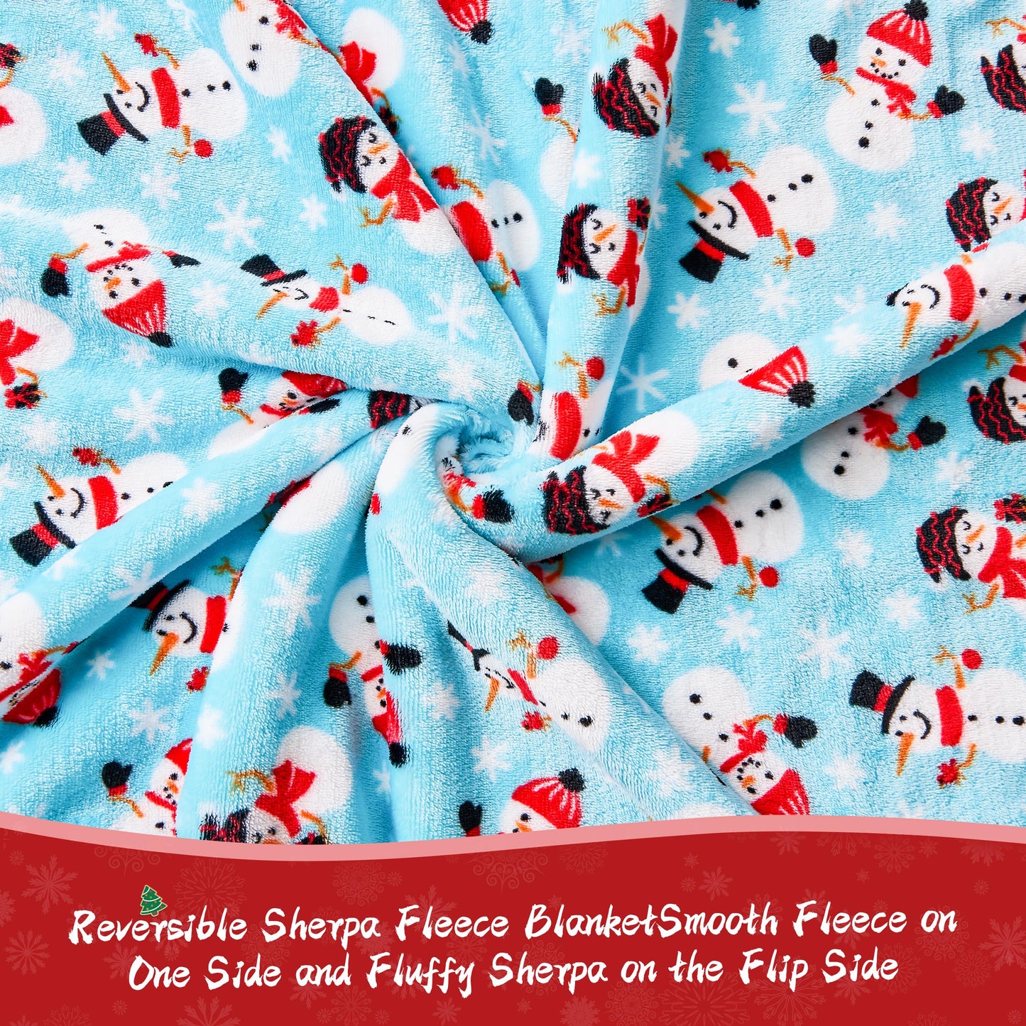 Ramees Christmas Throw Blanket, Christmas Decorations Blankets and Throws, Fuzzy Cozy Soft Warm Fleece Sherpa Winter Holiday Blanket for Bed Couch Sofa Reindeer Snowflakes