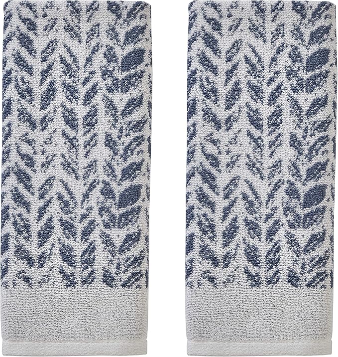 SKL Home Distressed Leaves 100% Turkish Cotton Premium 2-Piece Hand Towel Set