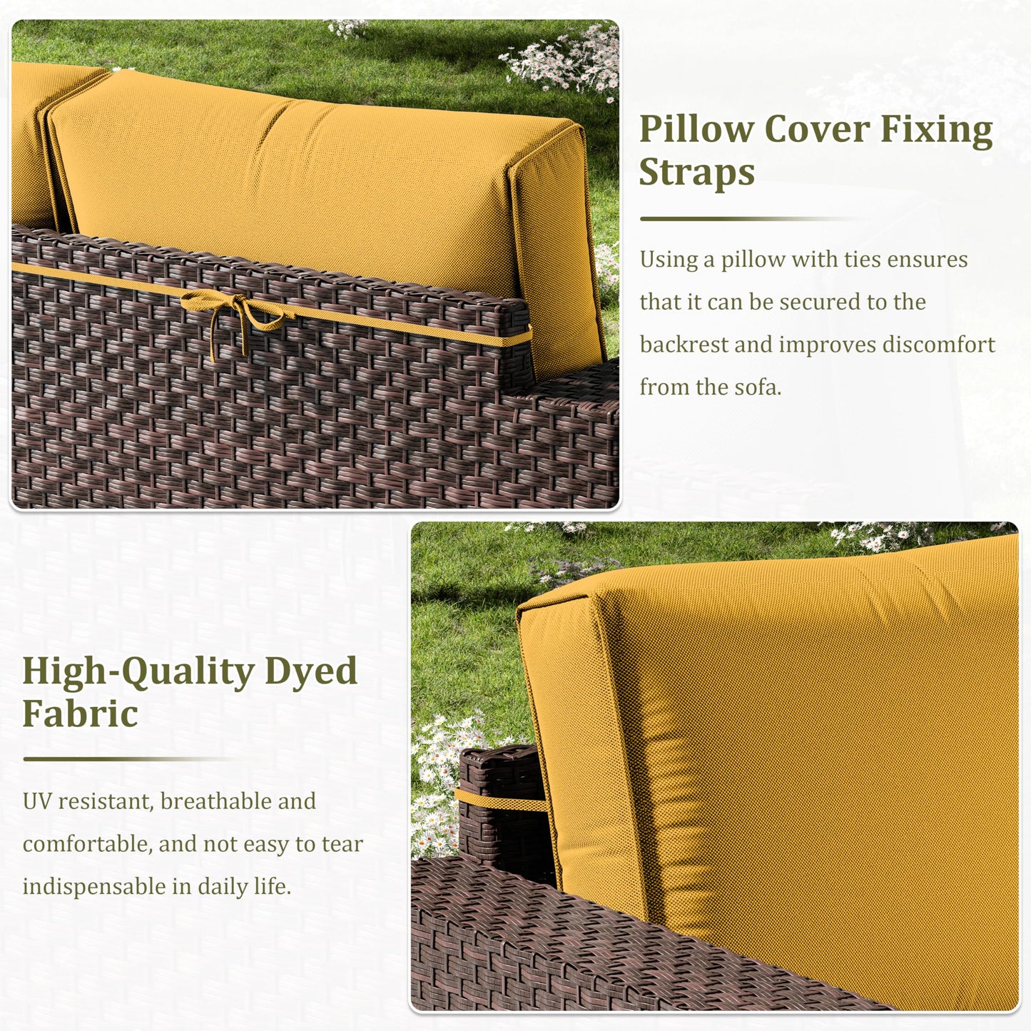 Kimunuk 14 Pcs Outdoor Cushion Slipcovers All-Weather Patio Cushion Covers, Replacement Waterproof with Zipper for Patio Furniture, Sectional Couch 3 Sizes, Covers Only