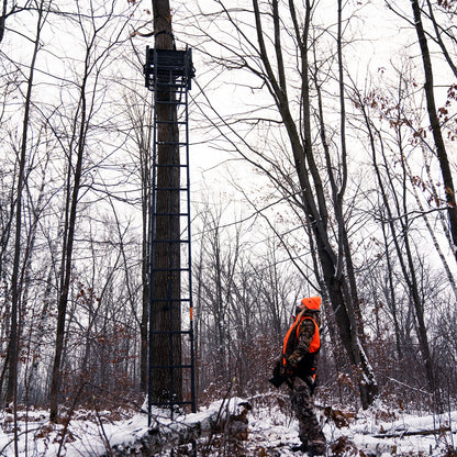 Rivers Edge® Lockdown™ 21' Wide, Towering 21' Height, Flip-Up TearTuff™ Mesh Seat, The Ultimate Shooting Rail™, Patent-Pending Ground-Level Ratcheting Technology™, LD200