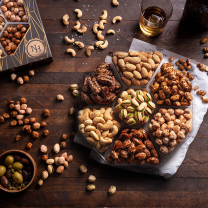 Holiday Nuts Gift Basket - Assortment of Sweet & Roasted Salted Gourmet Nuts - Food Gift Box for Him, Husband, Christmas, Fathers Day, Mothers Day, Sympathy, Family, Men & Women