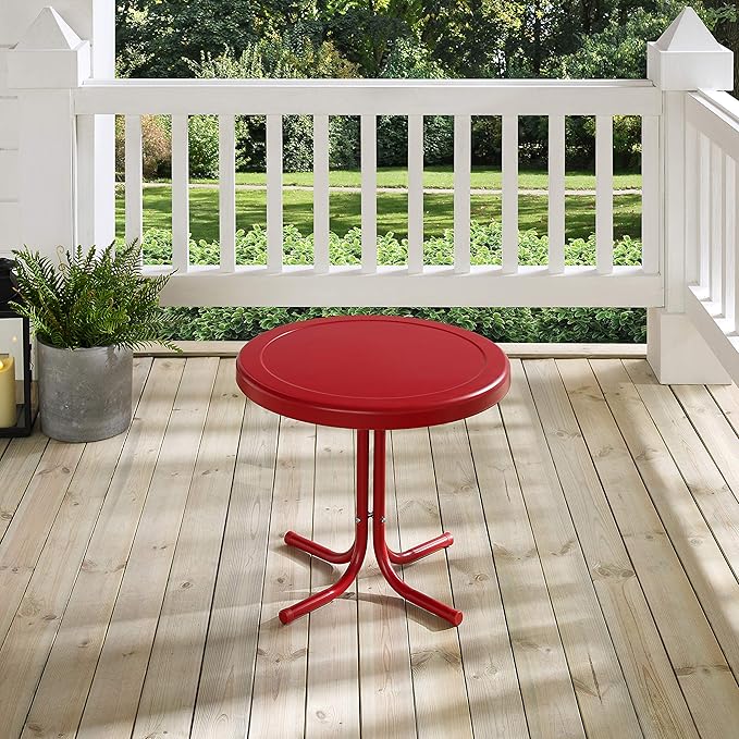 Crosley Furniture Griffith Weather Resistant Retro Metal Outdoor Side Table