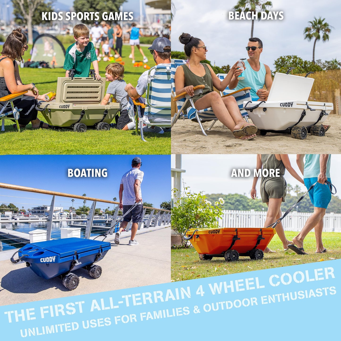 Cuddy Crawler Cooler with Wheels – 40 QT Amphibious Floating Cooler and Dry Storage Vessel - Tan