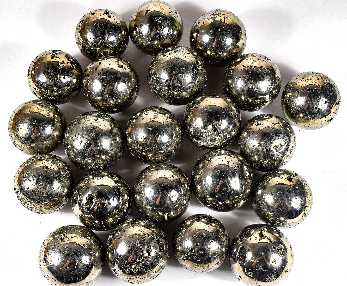 HQRP 46mm Golden Iron Pyrite Sphere Polished Natural Sparkling Gemstone Cubes Druzy Crystal Mineral Geode Cluster Ball - Peru + Stand (1PC)