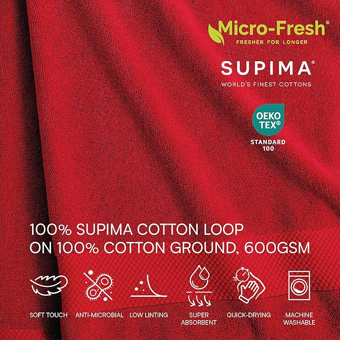 Lacoste Heritage 100% Supima Cotton Hand Towel, Formula One, Premium Super Soft