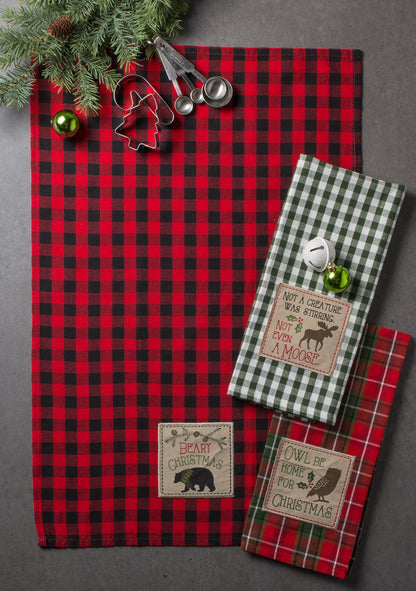 DII Holiday Kitchen Towels Embroidered Dish Towel Set, 18x28, Cabin Christmas, 3 Piece