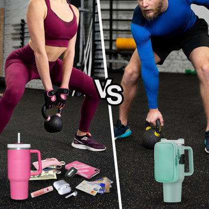 Water Bottle Pouch For Stanley Quencher Adventure 40oz - Stanley Cup Accessories - Tumbler Pouch - Stanley IceFlow 30oz - Gym Tumbler Accessories for Women - Perfect Size for All Phones (BLACK)