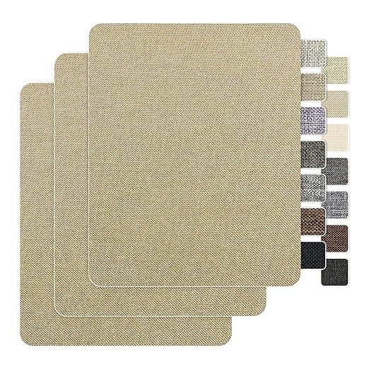 BESEZX Linen Fabric Repair Patch，3 PCS 9 * 11 Inch Self-Adhesive Couch Fabric