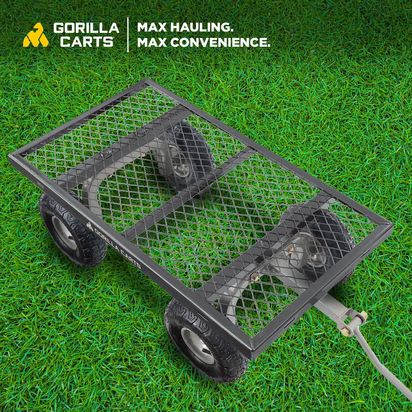 Gorilla Cart Large 800lb / 350 kg Capacity Solid Steel Outdoor Garden Multi-Use Hauling Utility Wagon Cart with Balanced 4-Wheeled Design and 10-Inch Pneumatic Tires, Black