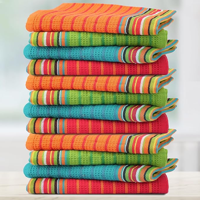 THREAD SPREAD Kitchen Dish Towels, 100% Cotton Salsa Towels, Highly Absorbent