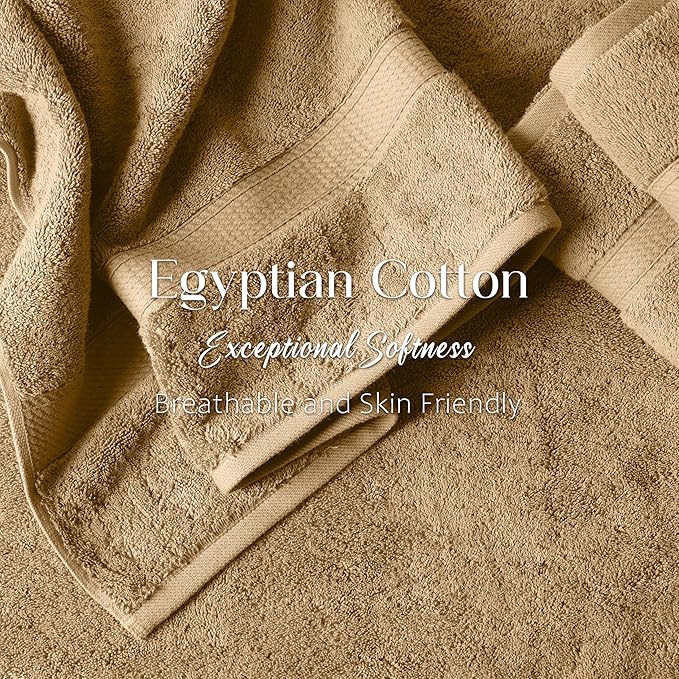 SUPERIOR Egyptian Cotton Pile 6 Piece Towel Set, Includes 2 Bath, 2 Hand