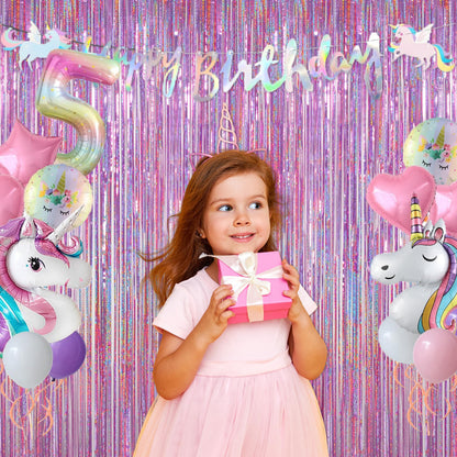 Melsan 2 Pack 3.2 ft x 8.2 ft Tinsel Foil Fringe Curtains Backdrop, Sparkle Metallic Foil Curtains for Party Photo Booth Props Decoration, Pinkish Purple