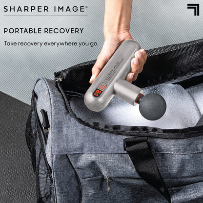 Sharper Image Percussion Massage Gun, Powerboost Move, Lightweight & Portable, 4 Attachments, 4 Speeds, Full Body Back & Shoulder Massager for Deep Tissue Muscle Recovery, Pain Relief & Soreness
