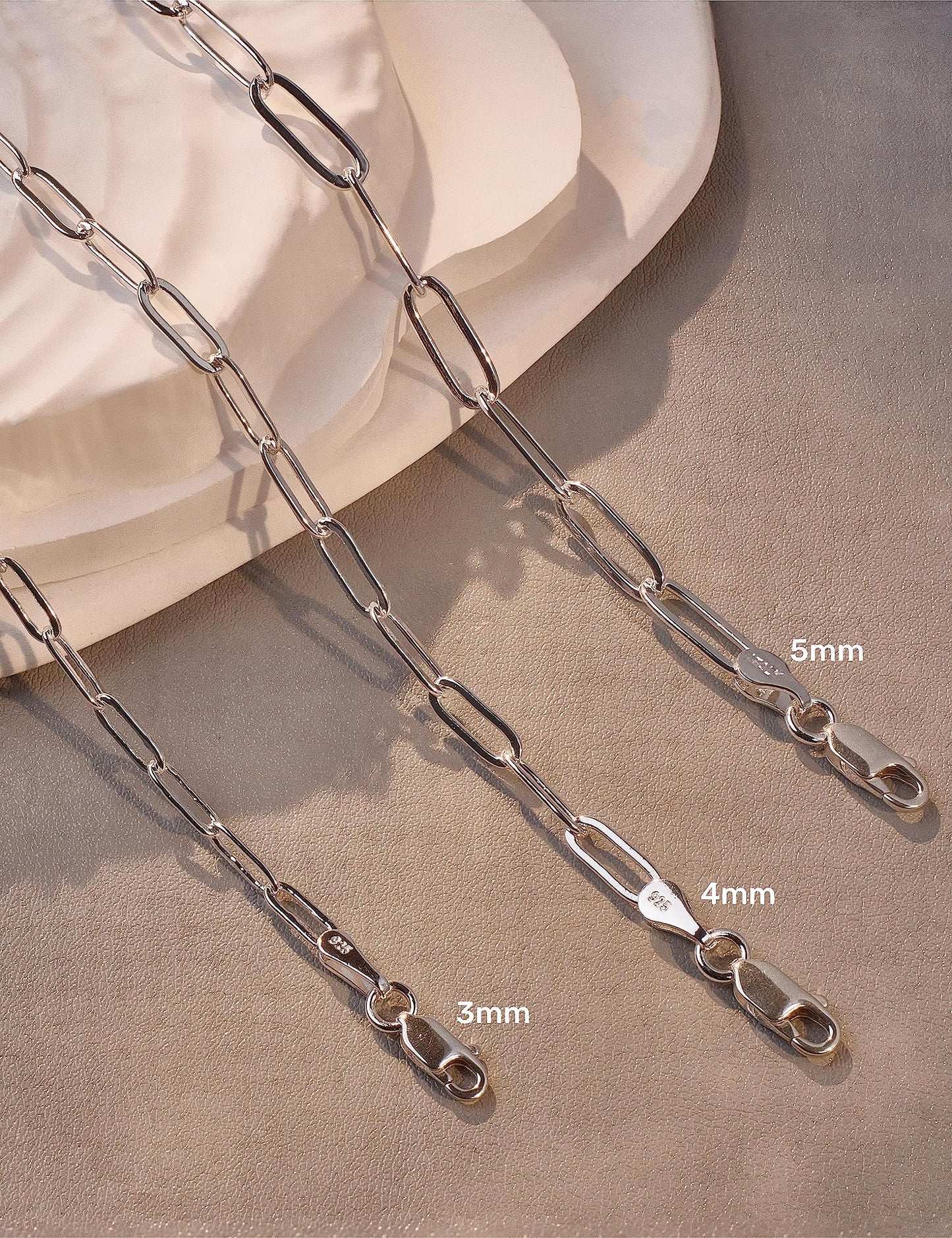 ASDULL 925 Sterling Silver Paperclip Bracelets 5mm Silver Bracelets for women Paperclip Chain Bracelet for men 8 Inches