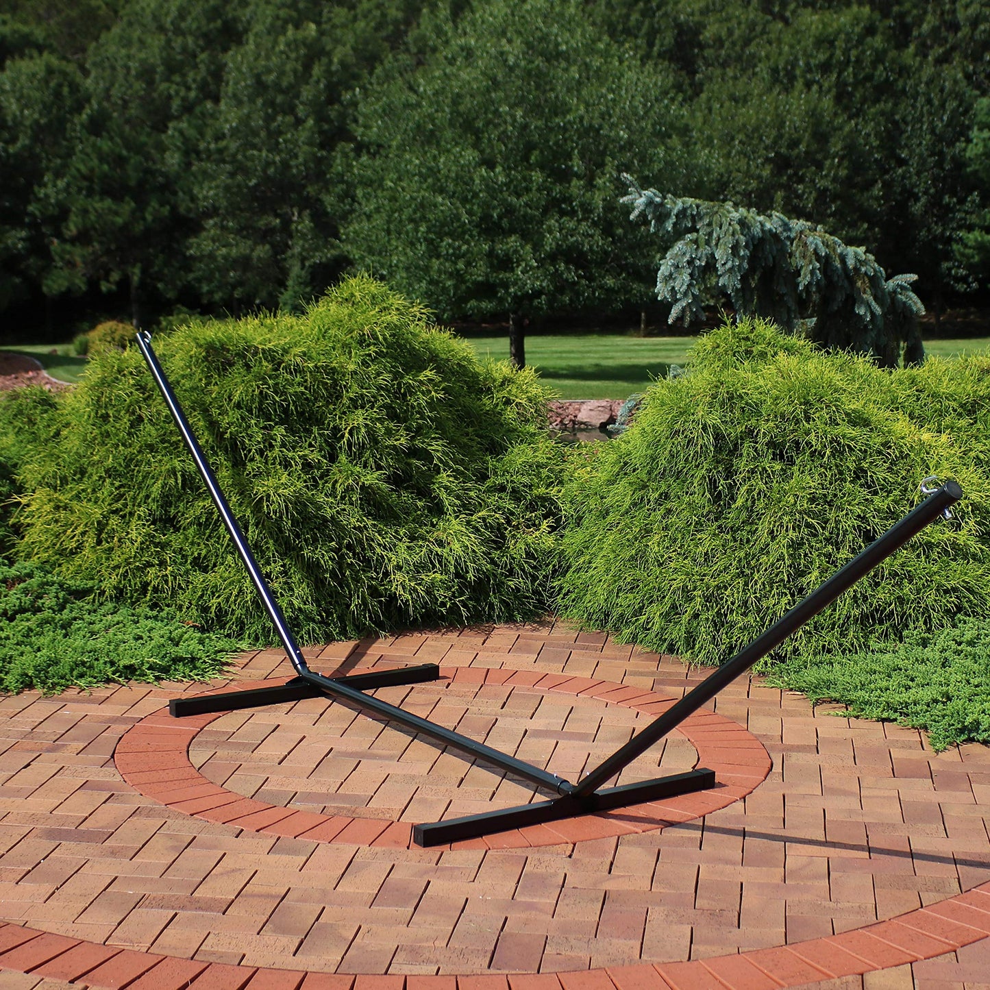 Sunnydaze Double Hammock Stand for Outside - 350-Pound Capacity Indoor/Outdoor Hammock Frame - Black Powder-Coated Finish - 12-Foot