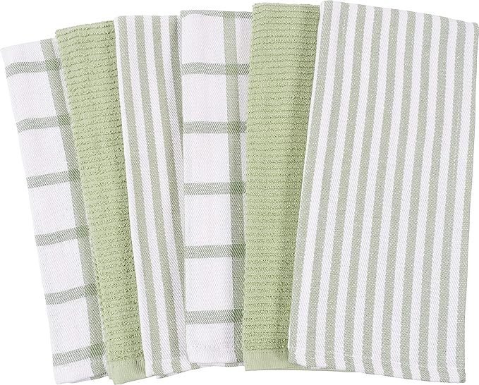 KAF Home Premium Kitchen Towels, Large 100% Cotton, Flat & Terry Absorbent Dish