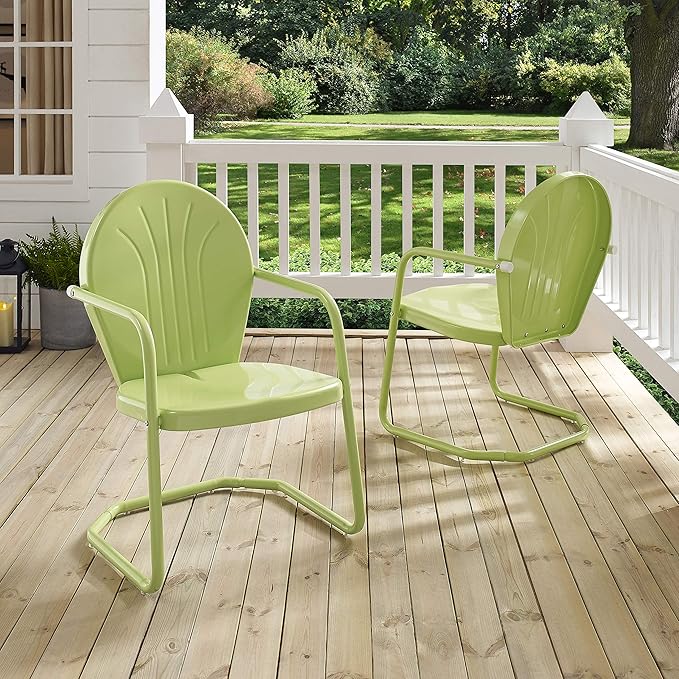 Crosley Furniture Griffith Outdoor Chair, Retro Metal Patio Chairs