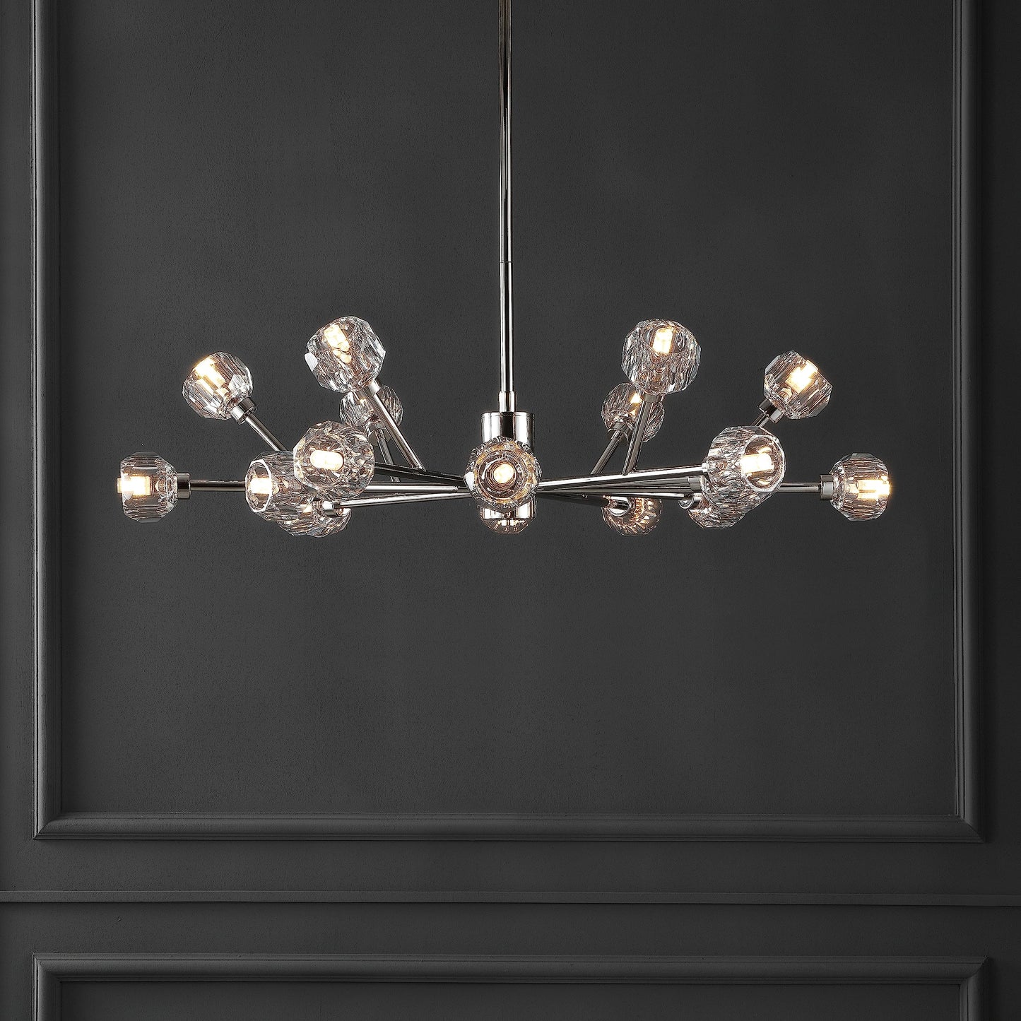 SAFAVIEH Couture Lighting - Breyer 18-Light 34.5-Inch Crystal Chandelier - Nickel - Modern Sputnik Design - Ideal for Dining Room, Foyer, Entryway - LED Bulb Included (CTL1023B)