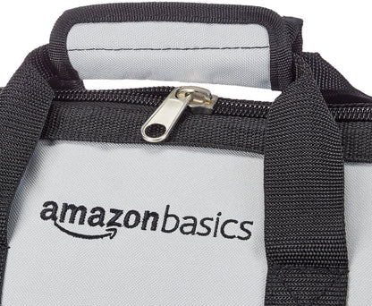 Amazon Basics Durable Wear-Resistant Tool Storage Bag with Adjustable Shoulder Strap,Portable Tool Organizer,16 in,Black & Grey,(Pack of 8)