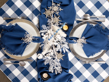 DII Buffalo Check Collection, Classic Farmhouse Tablecloth, Tablecloth, 52x52, Navy & Cream